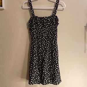 Black mini floral dress, lightweight, Size Small